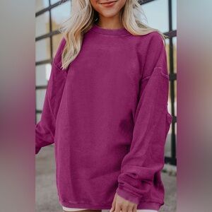 Ribbed Oversized Sweat Shirt